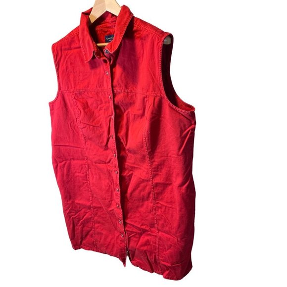Charter Club Woman Red Button Down Collared Sleeveless Top Sz 24W - Picture 3 of 8
